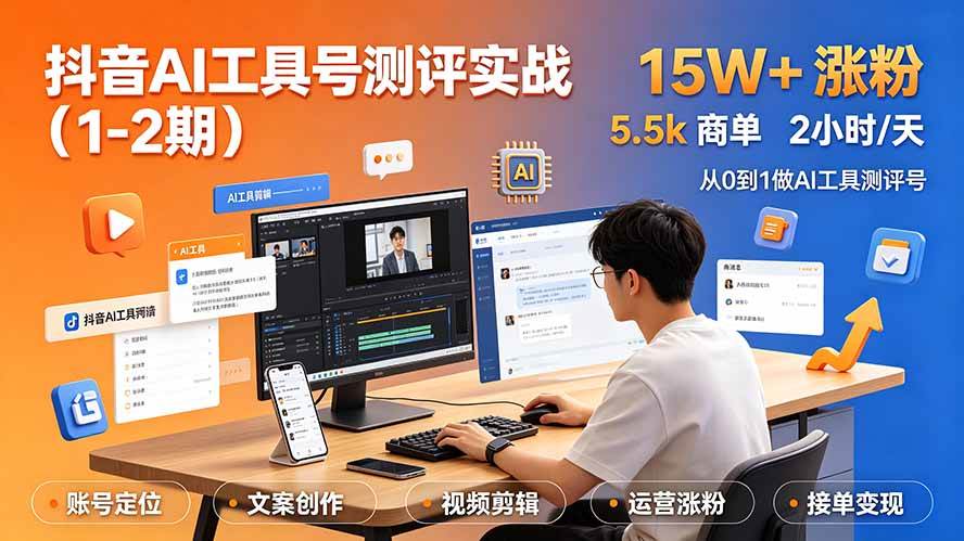 （19380期）抖音ai工具号测评实战（1-2期）：单号涨粉15wx-免费资源