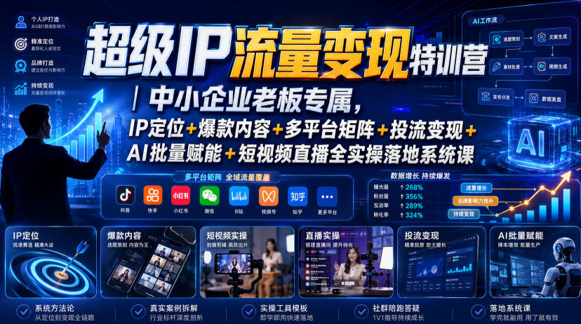 超级ip流量变现特训营｜中小企业老板专属，ip定位-免费资源
