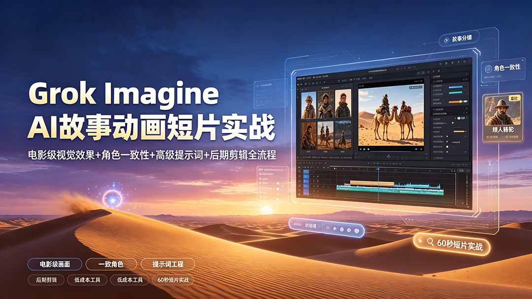 （19305期）grok-imagine-ai故事动画短片实战：电影级视觉效果-免费资源