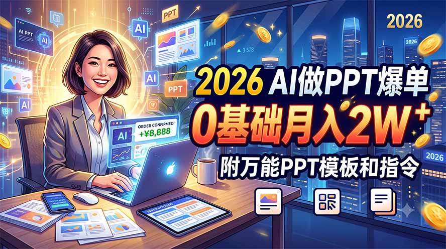 （19284期）2026-ai做ppt爆单，0基础月入2w，附万能ppt模板和指-免费资源