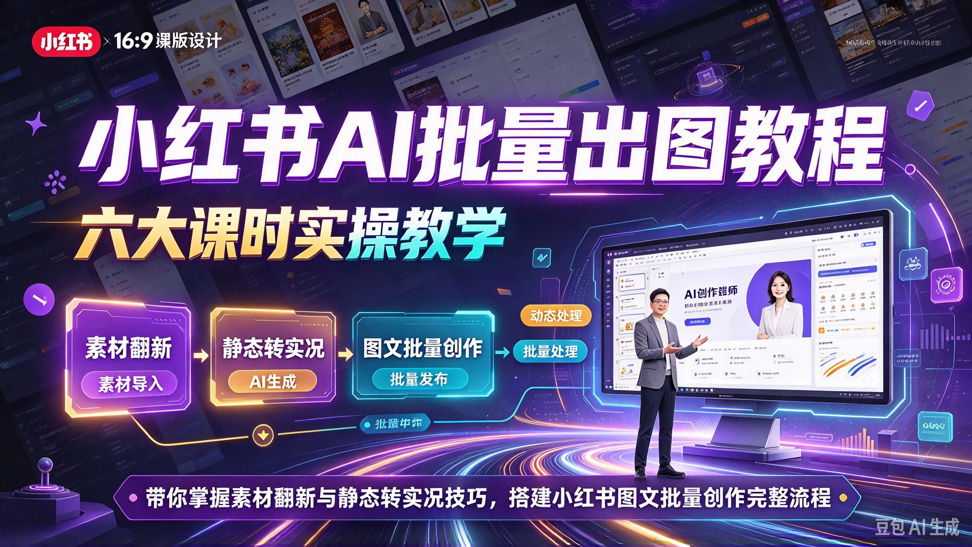 小红书AI批量出图教程,六大课时实操教学,带你掌握素材翻新与静态转实况技巧,搭建小红书图文批量创作完整流程 小红书AI批量出图教程,六大课时实操教学,带你掌握素材翻新与静态转实况技巧,搭建小红书图文批量创作完整流程