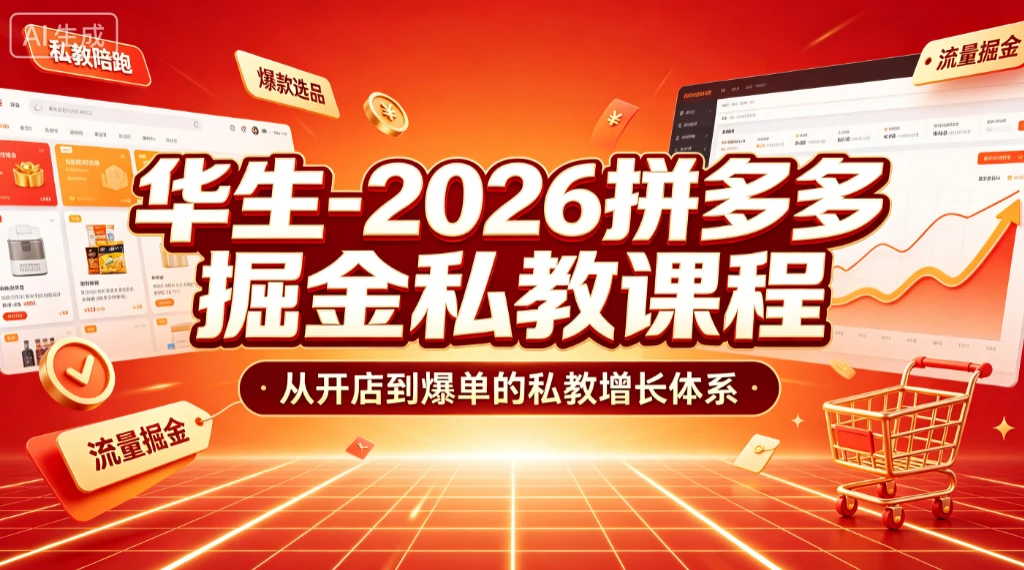 【精】华生-2026拼多多掘金私教课程，从开店到爆单-免费资源