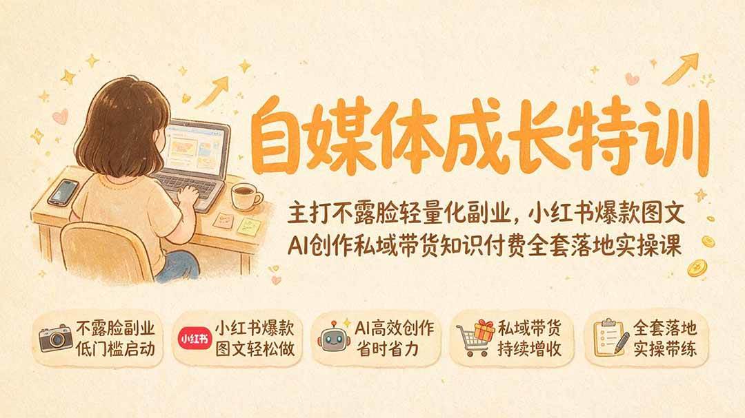 （19584期）自媒体成长特训｜主打不露脸轻量化副业-免费资源