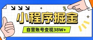 微信小程序掘金，团队自营小程序累计变现38w，稳-免费资源