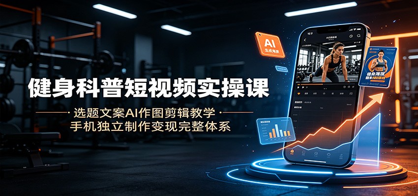 健身科普短视频实操课：选题文案ai作图剪辑教学，-免费资源