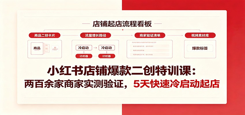 小红书店铺爆款二创特训课：两百余家商家实测验-免费资源