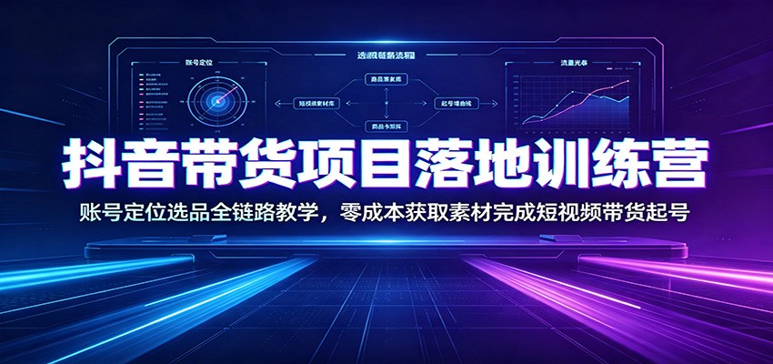 抖音带货项目落地训练营：账号定位选品全链路教-免费资源