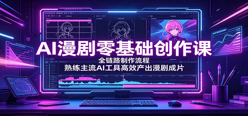 ai漫剧零基础创作课：全链路制作流程，熟练主流ai-免费资源