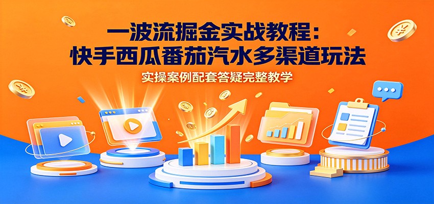 一波流掘金实战教程：快手西瓜番茄汽水多渠道玩-免费资源