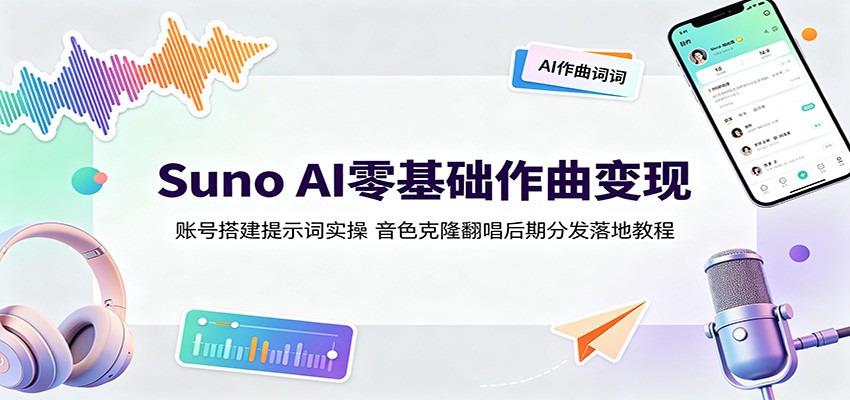suno-ai零基础作曲变现：账号搭建提示词实操，音色克-免费资源