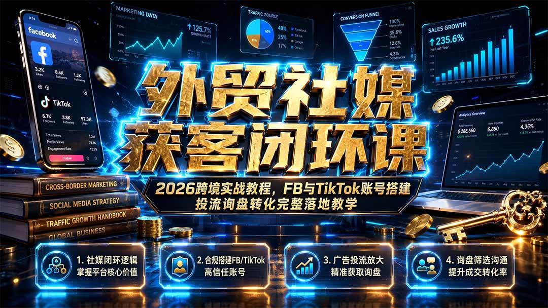 （19611期）外贸社媒获客闭环课｜2026跨境实战教程，fb与-免费资源