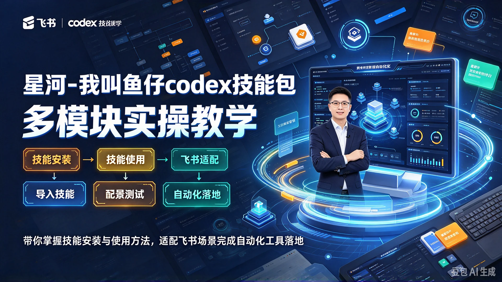 星河 - 我叫鱼仔codex技能包,多模块实操教学,带你掌握技能安装与使用方法,适配飞书场景完成自动化工具落地 星河 - 我叫鱼仔codex技能包,多模块实操教学,带你掌握技能安装与使用方法,适配飞书场景完成自动化工具落地