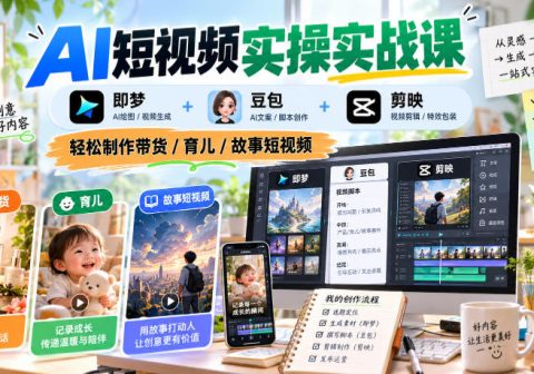 AI短视频实操实战课，即梦+豆包+剪映，轻松制作带货/育儿/故事短视频-免费资源
