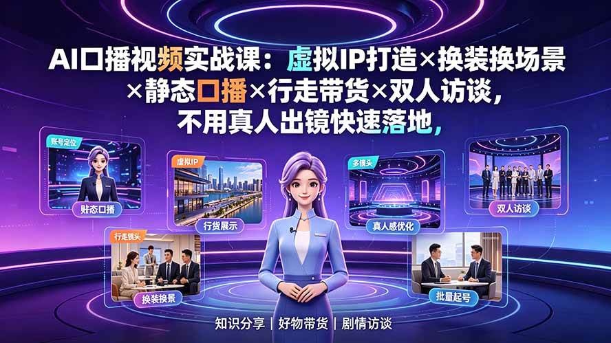 （19385期）ai口播视频实战课：虚拟ip打造x换装换场景-免费资源