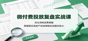 微付费投放复盘实战课：优化消耗浪费难题，搭建-免费资源