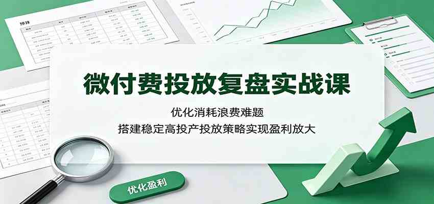 微付费投放复盘实战课：优化消耗浪费难题，搭建-免费资源