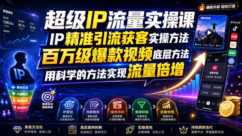 超级ip流量实操课，ip精准引流获客实操方法，百万-免费资源