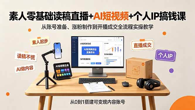 （19232期）素人零基础读稿直播ai短视频个人ip搞钱课，-免费资源