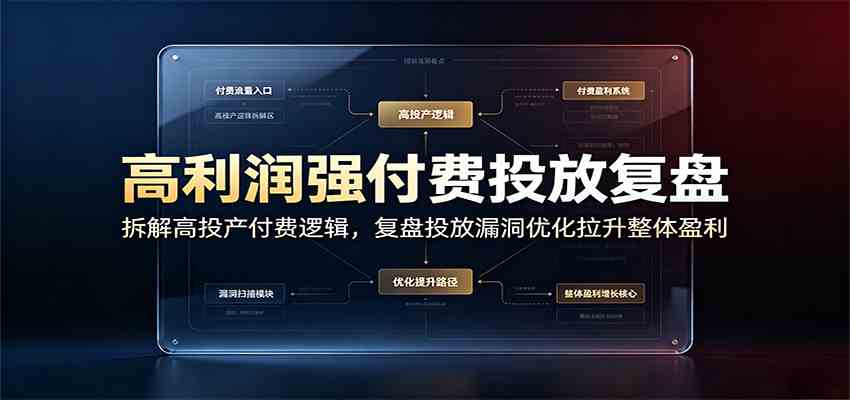 高利润强付费投放复盘：拆解高投产付费逻辑，复-免费资源