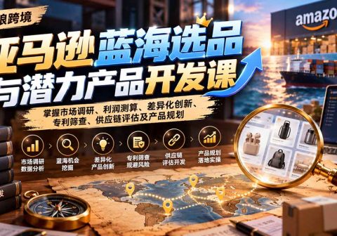 亚马逊蓝海选品与潜力产品开发课：掌握市场调研、利润测算、差异化创新、专利筛查、供应链评估及产品规划-免费资源