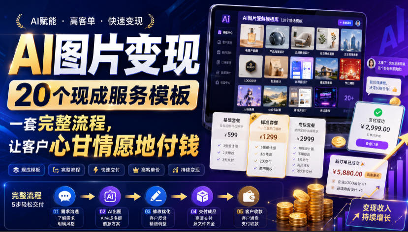 ai图片变现，20个现成服务模板，一套完整流程，让-免费资源