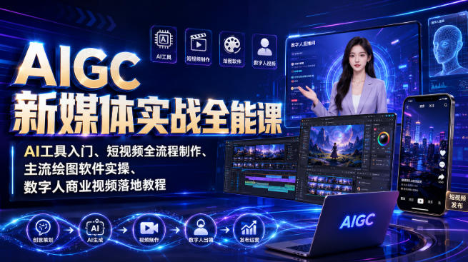 aigc新媒体实战全能课｜ai工具入门、短视频全流程制-免费资源