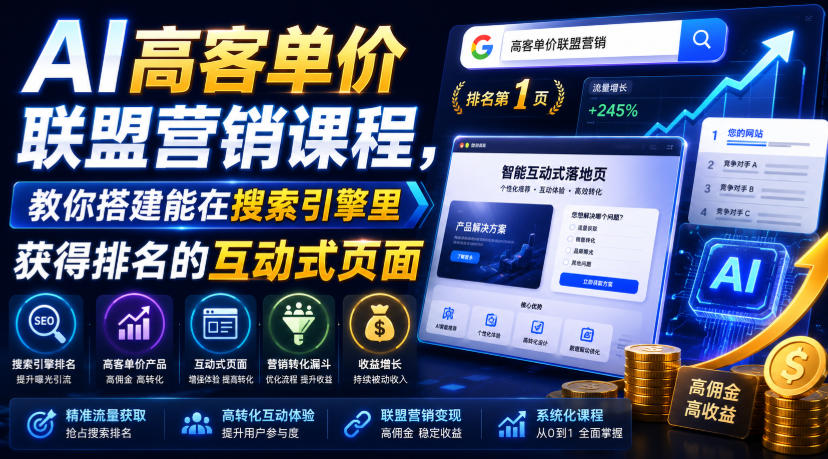 ai高客单价联盟营销课程，教你搭建能在搜索引擎里-免费资源