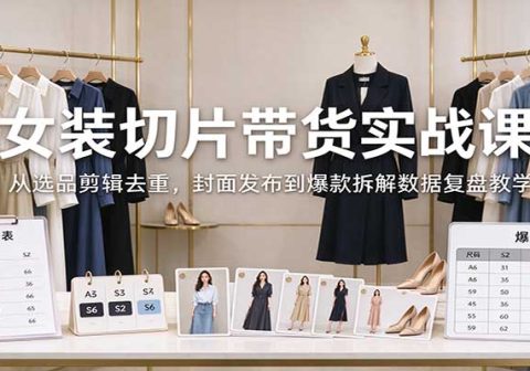 女装切片带货实战课：从选品剪辑去重，封面发布到爆款拆解数据复盘教学-免费资源