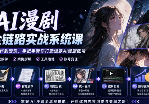 AI漫剧全链路实战系统课｜原创小说、智能剧本、精准分镜、统一画风、成片剪辑、账号变现实操教学(更新1018)-免费资源