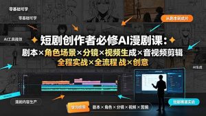 （19459期）短剧创作者必修ai漫剧课：剧本x角色场景x-免费资源