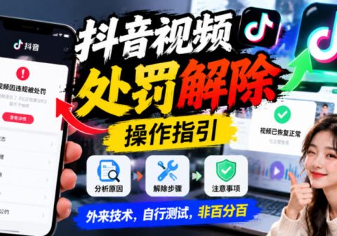 抖音视频处罚解除操作指引,外来技术,自行测试,非百分百-免费资源