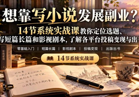 【无水印】想靠写小说发展副业？14节系统实战课教你定位选题、写短篇长篇和影视剧本，了解各平台投稿变现与出书-免费资源