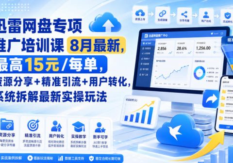 迅雷网盘专项推广培训课9月最新，最高15米/每单，资源分享+精准引流+用户转化，系统拆解最新实操玩法(更新1026)-免费资源