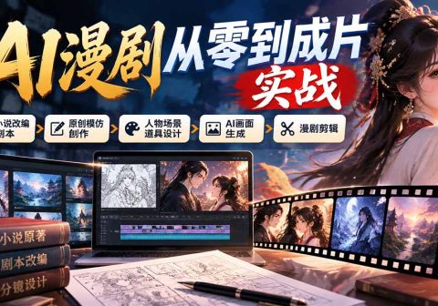 AI漫剧从零到成片实战：小说改编剧本、原创模仿创作、人物场景道具设计、AI画面生成与漫剧剪辑-免费资源