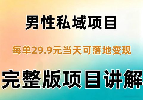 男性私域项目每单29.9，当天就能落地变现【不是S粉项目】详细拆解-免费资源