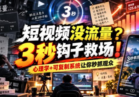 【无水印】短视频没流量?3秒钩子救场!心理学+可复制系统让你秒抓观众【原创双语字幕】-免费资源