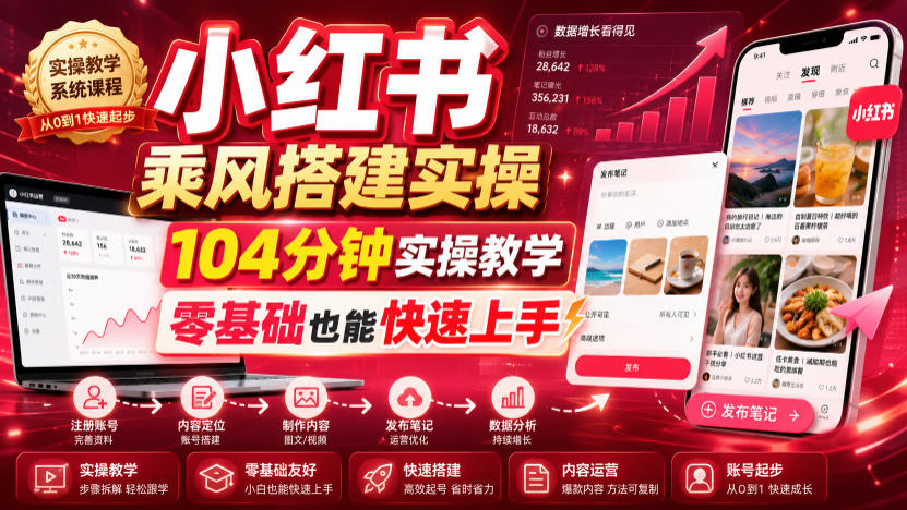 小红书乘风搭建实操，104分钟实操教学，零基础也-免费资源
