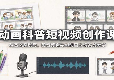动画科普短视频创作课：科普文案撰写，配音剪辑与AI动画分镜实战教学-免费资源