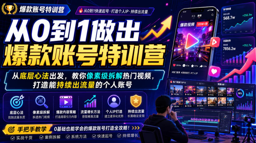 从0到1做出爆款账号特训营，从底层心法出发，教你-免费资源
