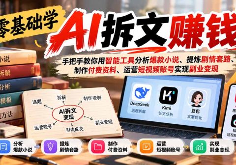 零基础学AI拆文赚钱:手把手教你用智能工具分析爆款小说、提炼剧情套路、制作付费资料、运营短视频账号实现副业变现-免费资源