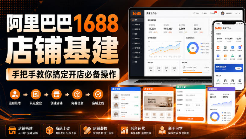 阿里巴巴1688店铺基建，手把手教你搞定开店必备操-免费资源