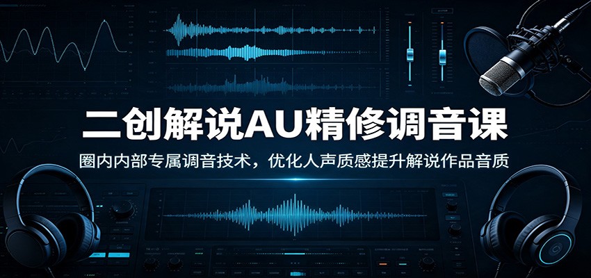 二创解说au精修调音课：圈内内部专属调音技术，优-免费资源