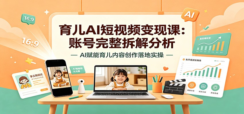 育儿ai短视频变现课：账号完整拆解分析，ai赋能育-免费资源