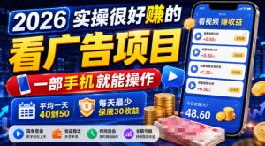 2026实操很好賺的看广告项目,一部手机就能操作,-免费资源