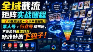 全域截流矩阵实战课程|7大截流玩法6大平台落地-免费资源