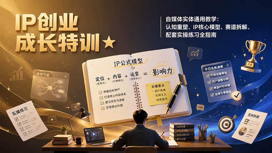 （19567期）ip创业成长特训★自媒体实体通用教学：认-免费资源