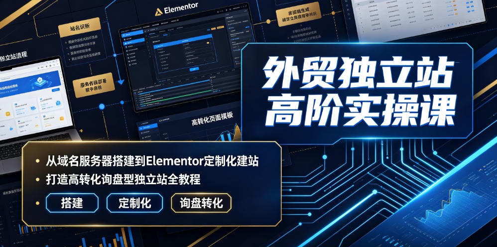 外贸独立站高阶实操课｜从域名服务器搭建到elementor定-免费资源