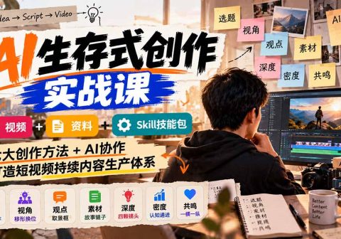 AI生存式创作实战课:视频+资料+Skill技能包,七大创作方法+AI协作,打造短视频持续内容生产体系-免费资源