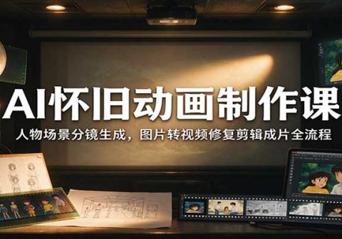 AI怀旧动画制作课：人物场景分镜生成，图片转视频修复剪辑成片全流程-免费资源