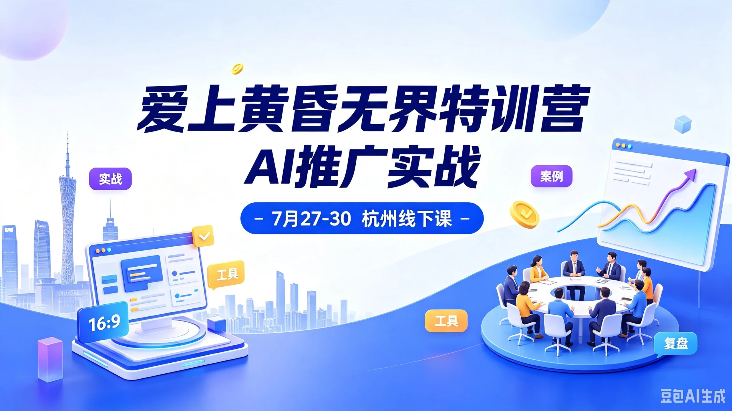 【精】爱上黄昏无界特训营ai推广实战7月27-30杭州线下-免费资源
